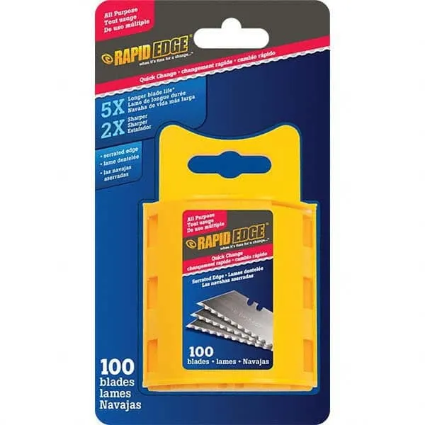 [RAPIDEDGE100] Rapid Edge Serrated Utility Blades 100 Blades Per Dispenser