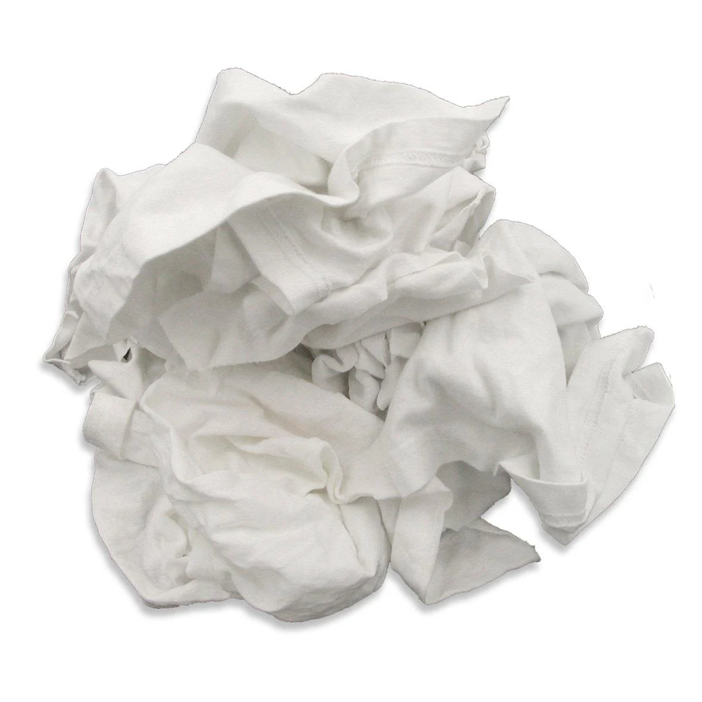White Knit Wiper Rags (Low Lint) 25 lbs Box