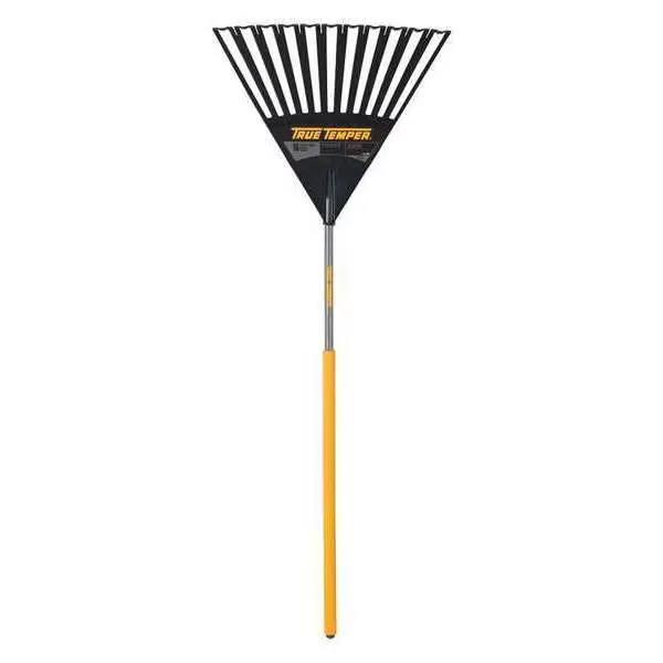 True Temper 25-3/4 in Polypropylene Clog Free Leaf Rake, 11 Tines, 48 in L Wood Handle