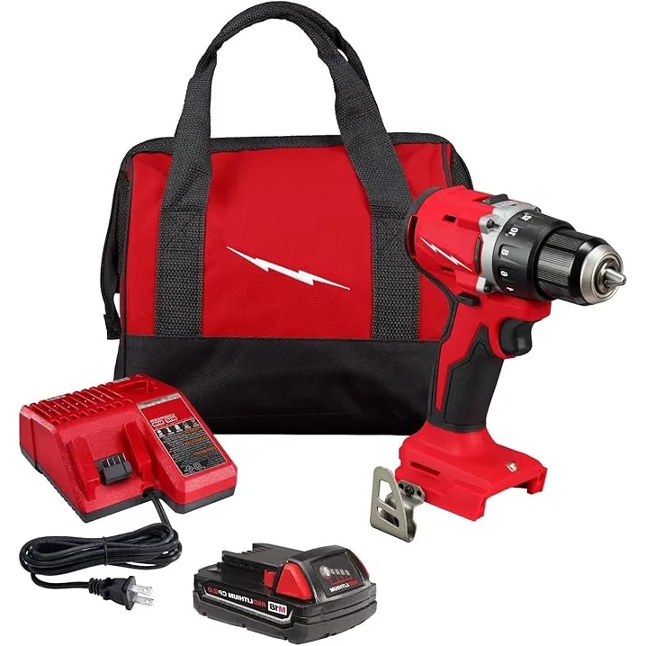 Milwaukee 3601-21P Power Cordless Drill Driver for 18V M18 Compact Brushless 1/2" Drill/Driver Kit