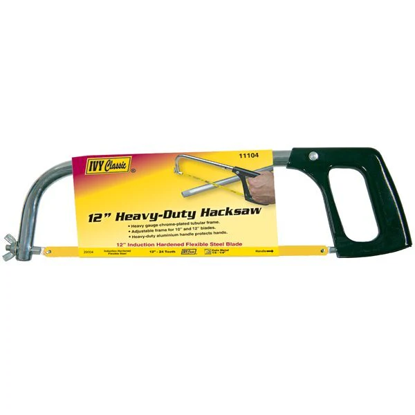 Ivy Classic 11104  Heavy-Duty 12" Hacksaw – Chrome-Plated Tubular Frame, Aluminum Handle, Induction Hardened Blade