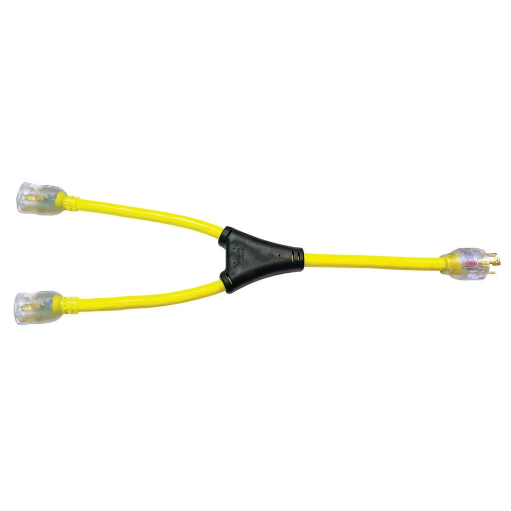 Voltec 04-00314  20 Amp Generator "Y" Adapter with Locking Plug and Lighted Ends