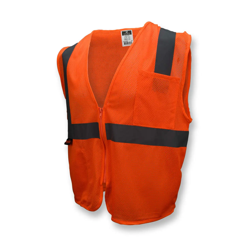 Class 2 Orange Mesh Safety Vest W/Zipper Large