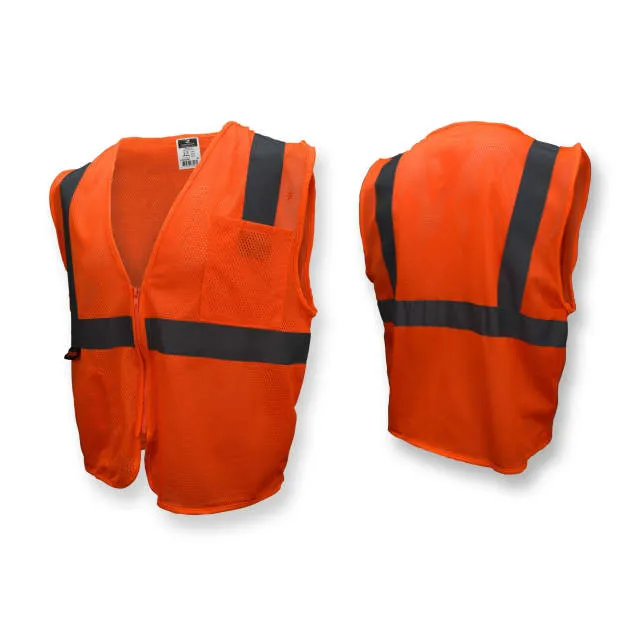[RAD SV2ZOMSM] Class 2 Orange Mesh Safety Vest W/Zipper Small