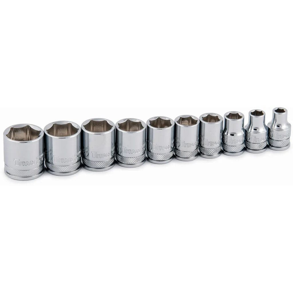 Titan 10 pc. 3/8 in. Drive 6 pt. SAE Standard Socket Set