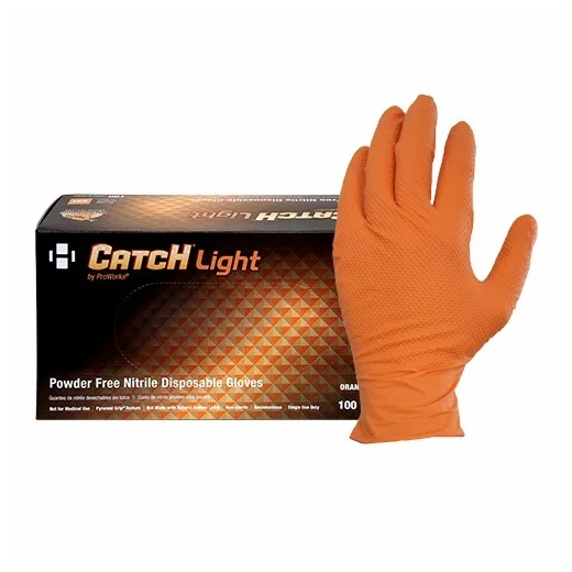 Catch Light By ProWorks Nitrile Powder Free Orange 6 Mil Gloves Medium 100 x 10