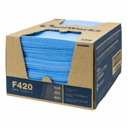 SaniWorks® EPS Towels, Blue, 10" x 17", 1/4 Fold, 150/cs