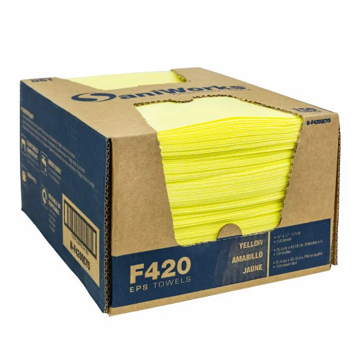 SaniWorks® EPS Towels, Yellow, 10" x 17", 1/4 Fold, 150/cs