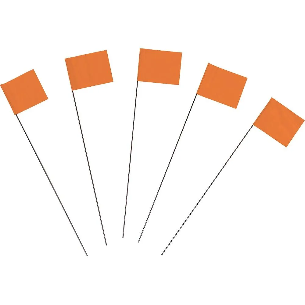 4 Inch X 5 Inch Flag With 21 Inch Wire Staff Flo Orange 100 Per Bundle