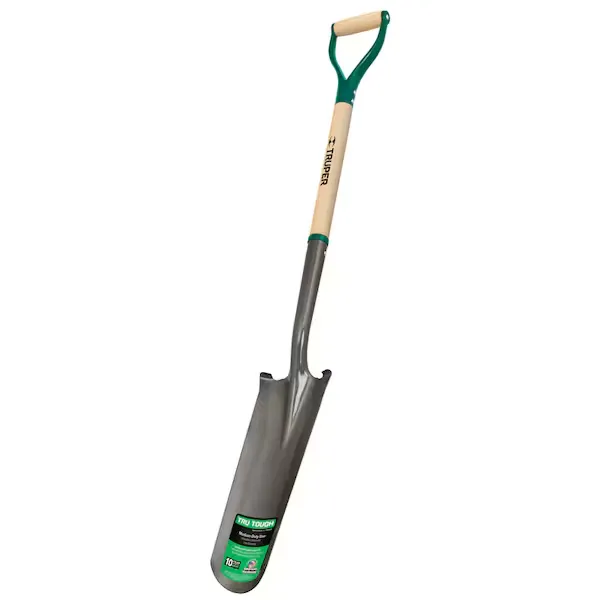 Truper 31253  Pep-16-RBA Pro 16" Drain Spade W/ Black Metal D Handle, Heavy Duty14 Gauge Steel Blade