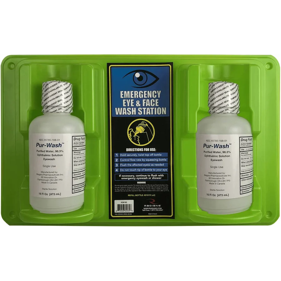 Radians  16 Oz Bottle Wall Mounted Personal Eyewash/Flushing Of Eyes Station