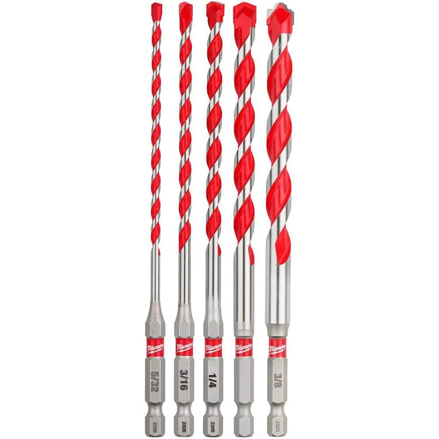 5 PC SHOCKWAVE CARB HMMR DRILL BIT SET